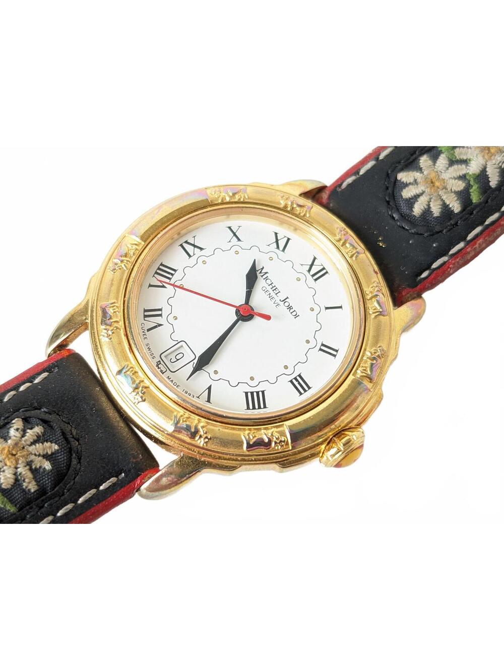 Michel Jordi Swiss Women Watch 1991 Edelweiss Embroidery